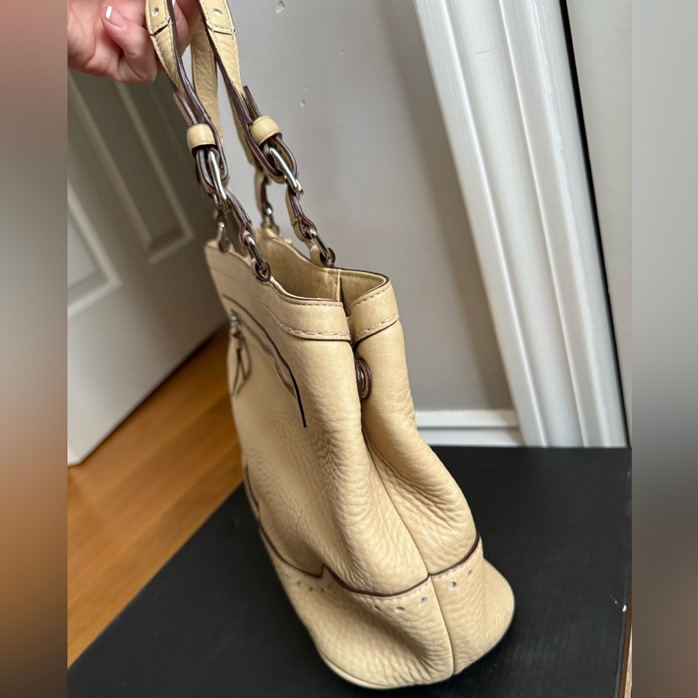 Coach Beige Pebble Leather Handbag - Picture 7 of 10